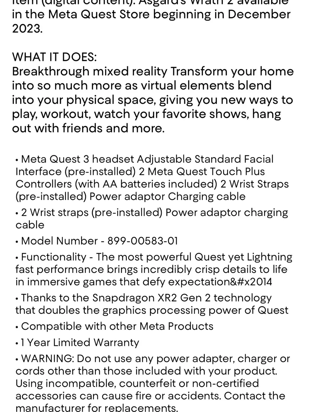 Quest 3 512GB Mixed Reality Headset - White